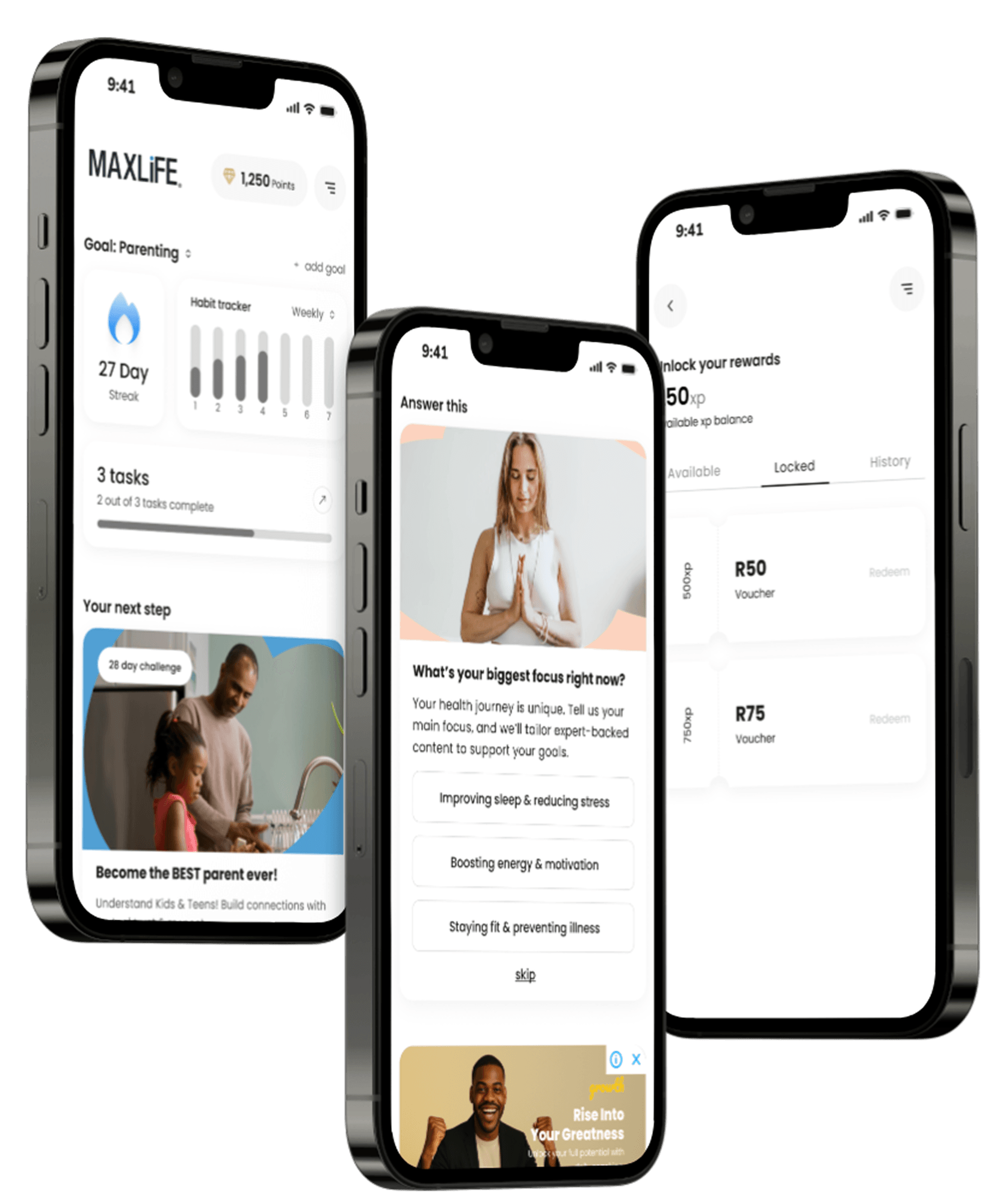 MaxLife habit building feature visual